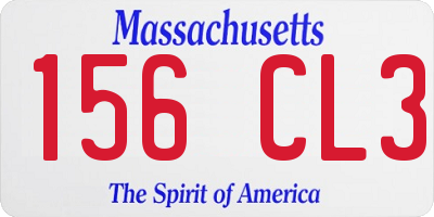MA license plate 156CL3