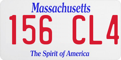 MA license plate 156CL4