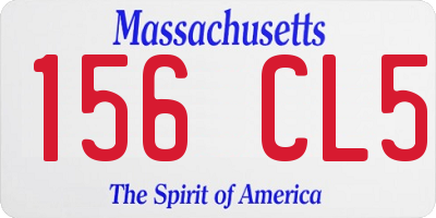 MA license plate 156CL5