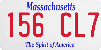 MA license plate 156CL7