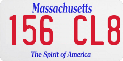 MA license plate 156CL8