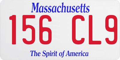 MA license plate 156CL9