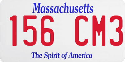 MA license plate 156CM3