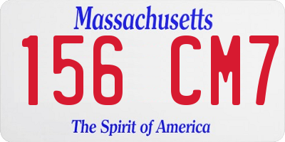 MA license plate 156CM7