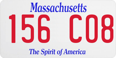 MA license plate 156CO8