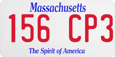 MA license plate 156CP3
