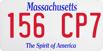 MA license plate 156CP7