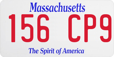 MA license plate 156CP9