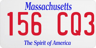MA license plate 156CQ3