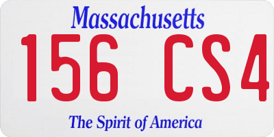 MA license plate 156CS4