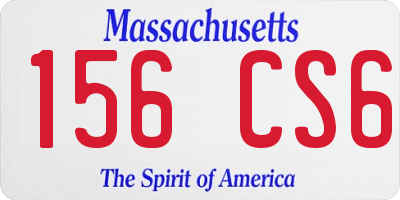 MA license plate 156CS6