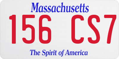 MA license plate 156CS7