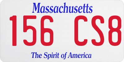MA license plate 156CS8