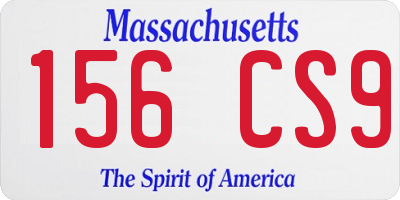 MA license plate 156CS9
