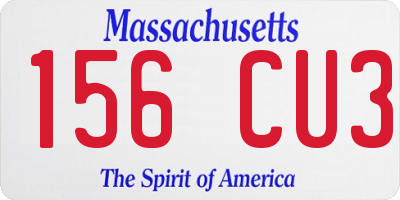 MA license plate 156CU3