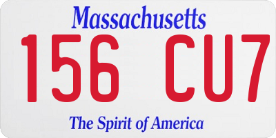 MA license plate 156CU7