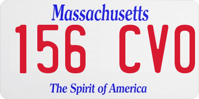 MA license plate 156CV0