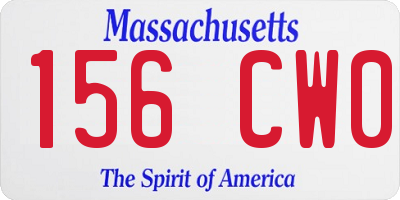 MA license plate 156CW0