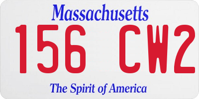 MA license plate 156CW2
