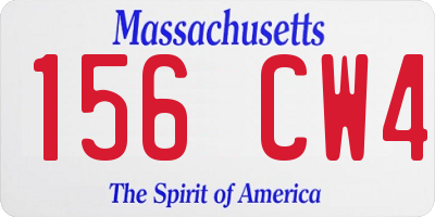 MA license plate 156CW4