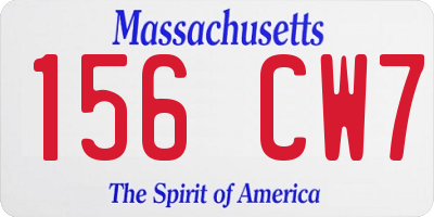 MA license plate 156CW7