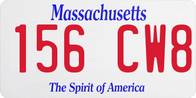 MA license plate 156CW8