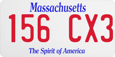 MA license plate 156CX3
