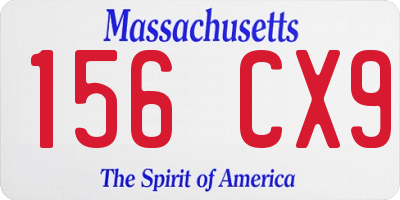 MA license plate 156CX9