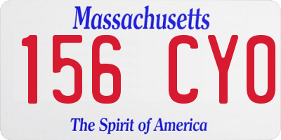 MA license plate 156CY0