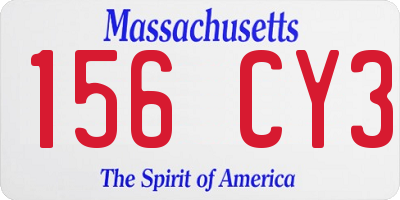 MA license plate 156CY3