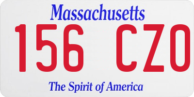 MA license plate 156CZ0