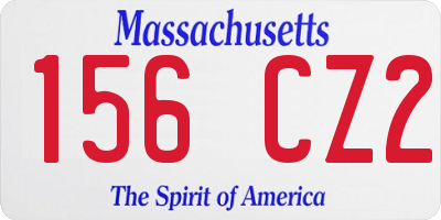 MA license plate 156CZ2