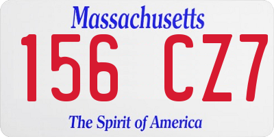 MA license plate 156CZ7