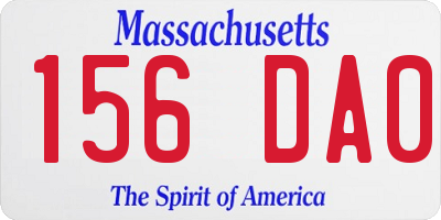 MA license plate 156DA0