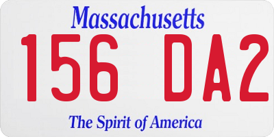 MA license plate 156DA2