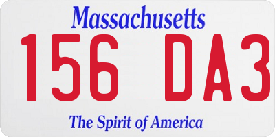 MA license plate 156DA3