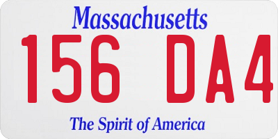 MA license plate 156DA4