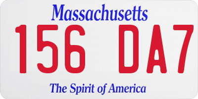 MA license plate 156DA7