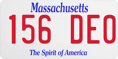 MA license plate 156DE0