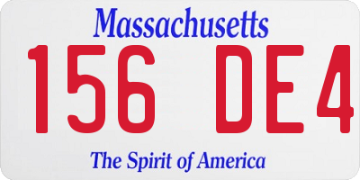 MA license plate 156DE4