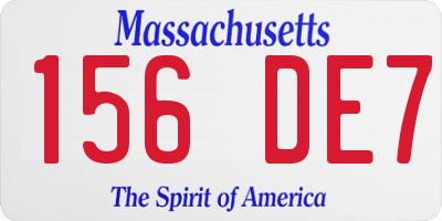 MA license plate 156DE7
