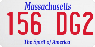 MA license plate 156DG2