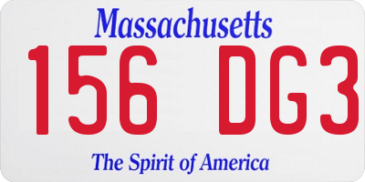 MA license plate 156DG3