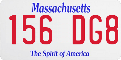MA license plate 156DG8