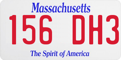 MA license plate 156DH3