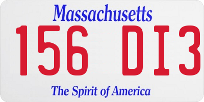 MA license plate 156DI3