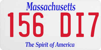 MA license plate 156DI7