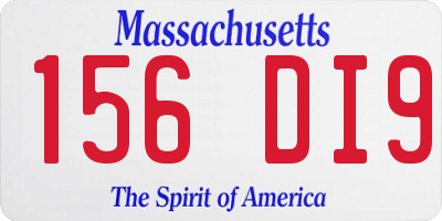 MA license plate 156DI9