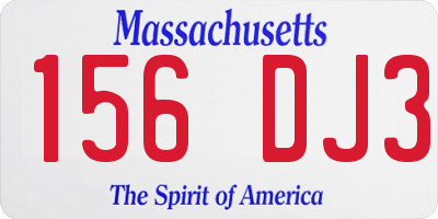 MA license plate 156DJ3