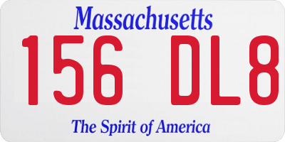 MA license plate 156DL8